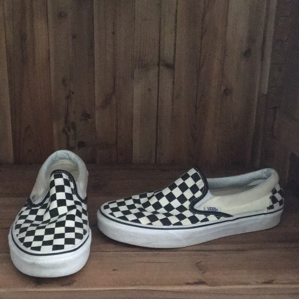 Black checkered Vans